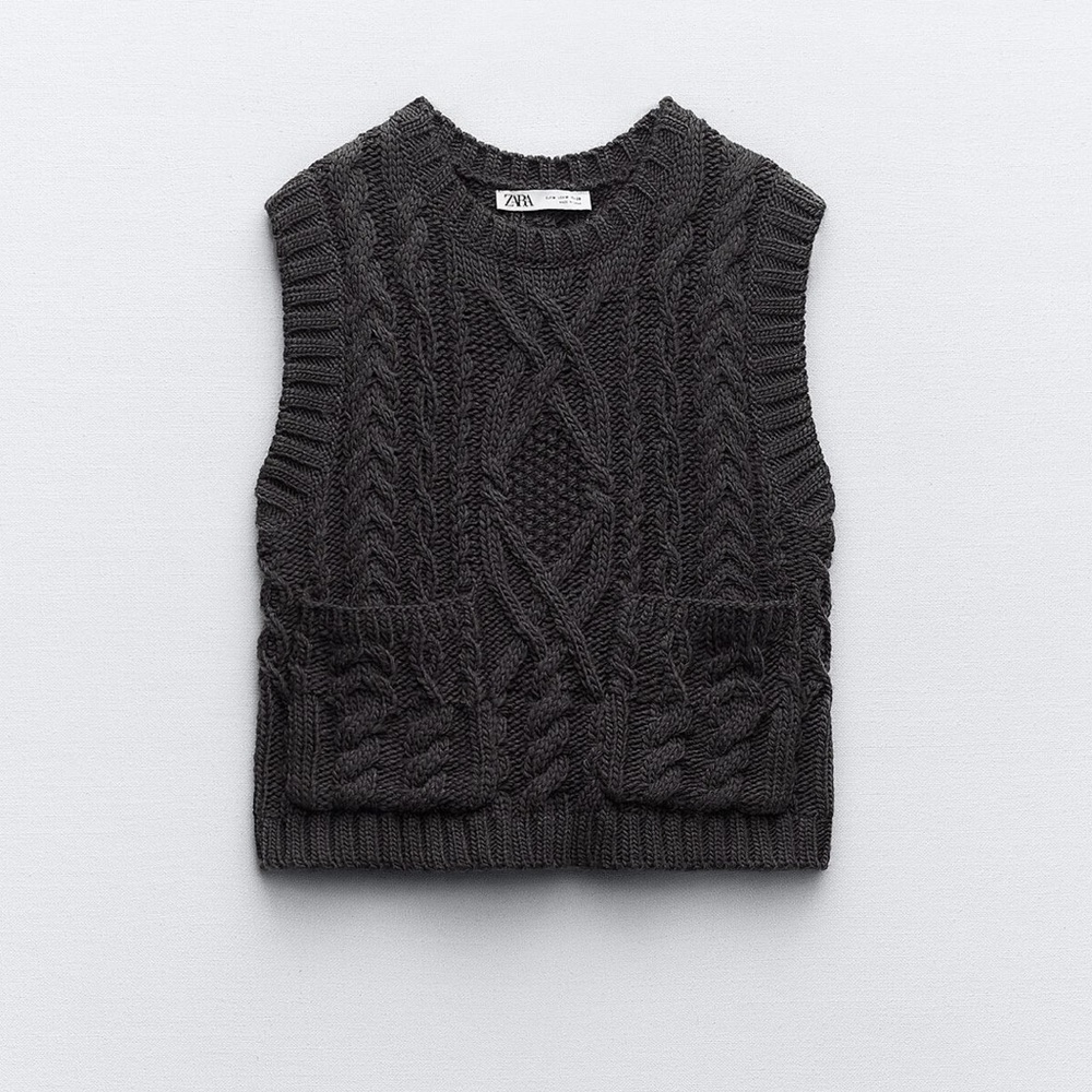Zara cable knit vest with pockets